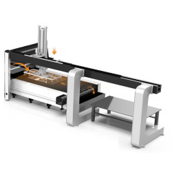Geschlossene Faserlaser Schneidanlage CORMAK FIBER LF3015MB mit Blechband-Zuführung