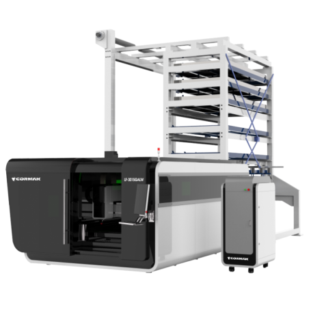 Faserlaser Schneidmaschine CORMAK FIBER LF3015GALW mit automatischem Materiallager