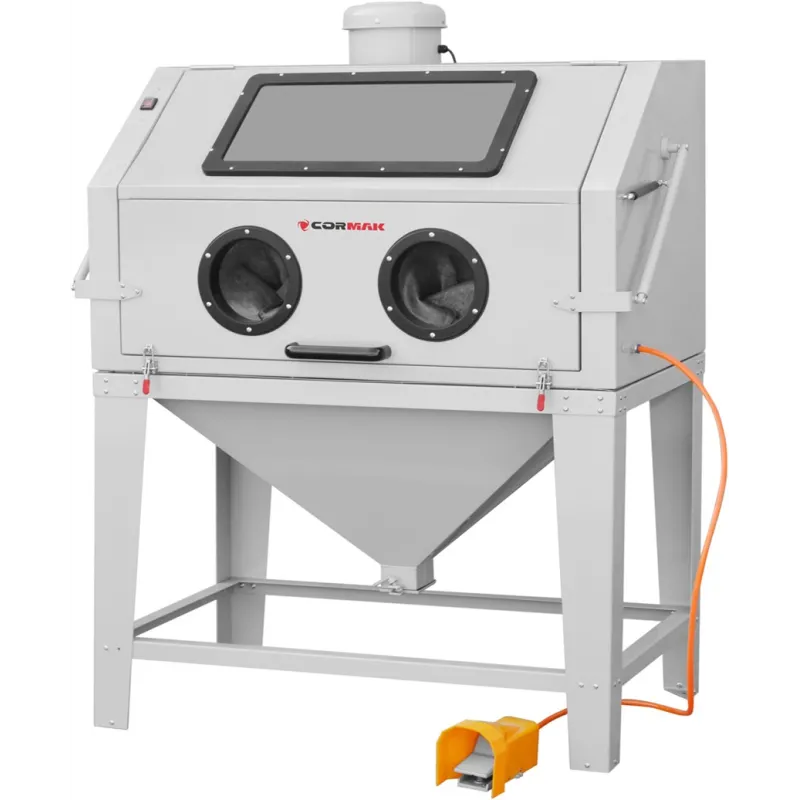 Kabinen-Sandstrahler CORMAK KDP450TOP 450L mit oberer Öffnung und Zyklonabscheider DC15