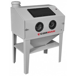 Kabinen-Sandstrahler CORMAK KDP350 350L mit seitlicher Öffnung und Zyklonabscheider DC15