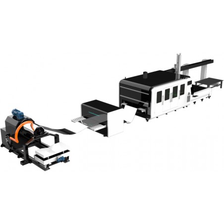 Geschlossene Faserlaser Schneidanlage CORMAK FIBER LF3015MB mit Blechband-Zuführung