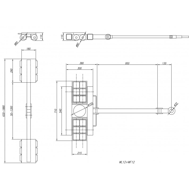 Schwerlast-Transportfahrwerk Set CORMAK WL12 + WF12 24t