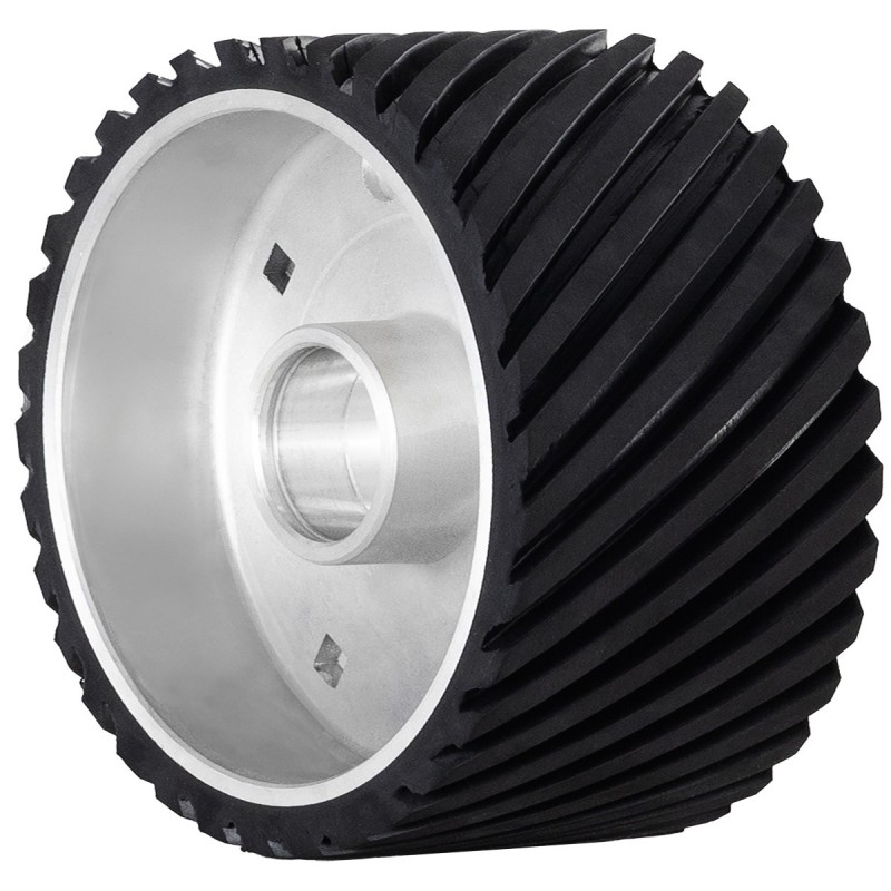 Gummiertes Rad, das zur CORMAK SM150-Schleifmaschine führt