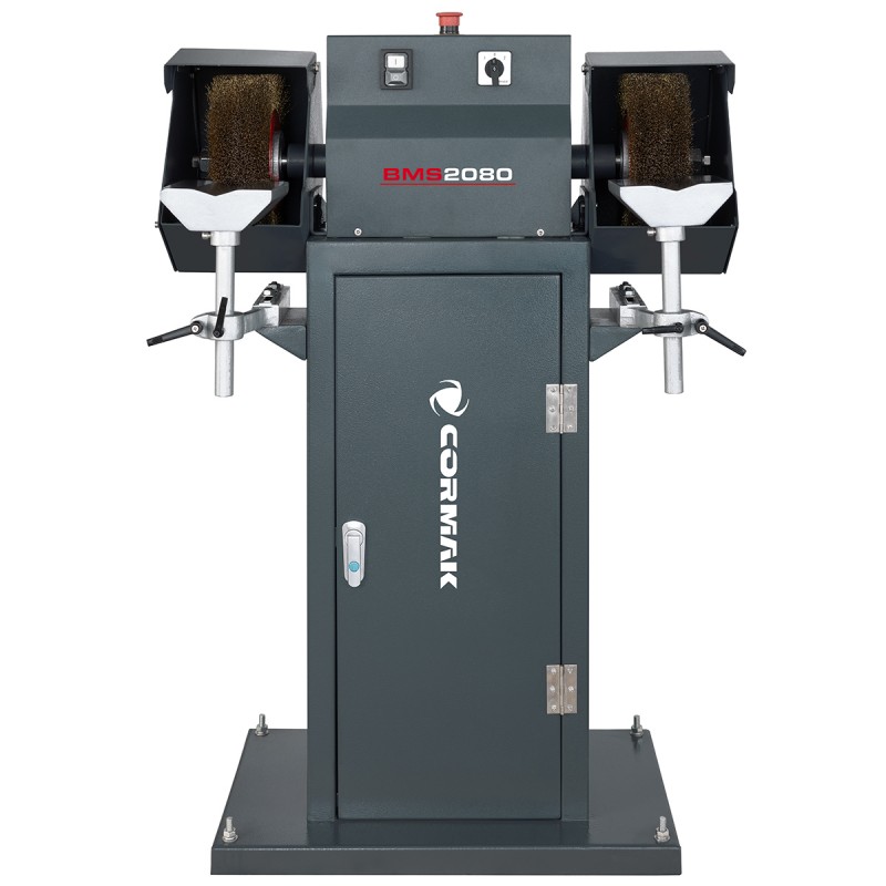 Industrie-Doppelschleifmaschine CORMAK BMS2080 mit Untergestell & Absauganlage für Metallspäne MDC1500 400V
