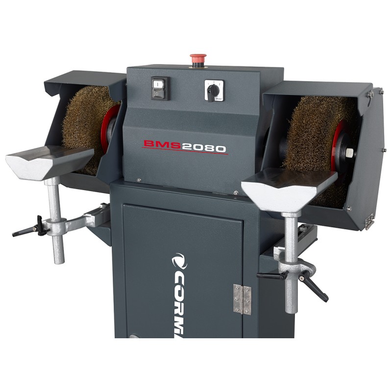Industrie-Doppelschleifmaschine CORMAK BMS2080 mit Untergestell & Absauganlage für Metallspäne MDC1500 400V