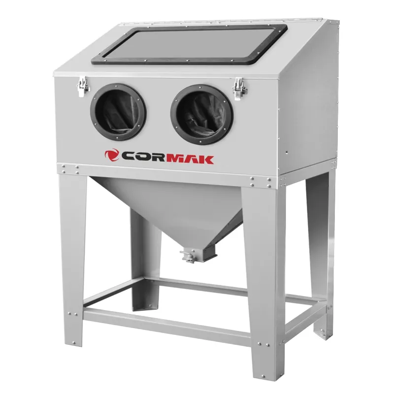 Sandstrahlkabine CORMAK KDP220TOP 220L mit oberer Öffnung und Absauganlage DC23