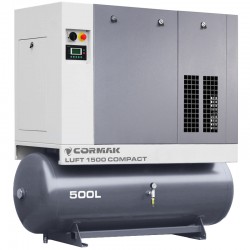 Schraubenkompressor mit Kältetrockner und 500L Druckluftbehälter CORMAK LUFT 1500 COMPACT 1580L/min 11kW