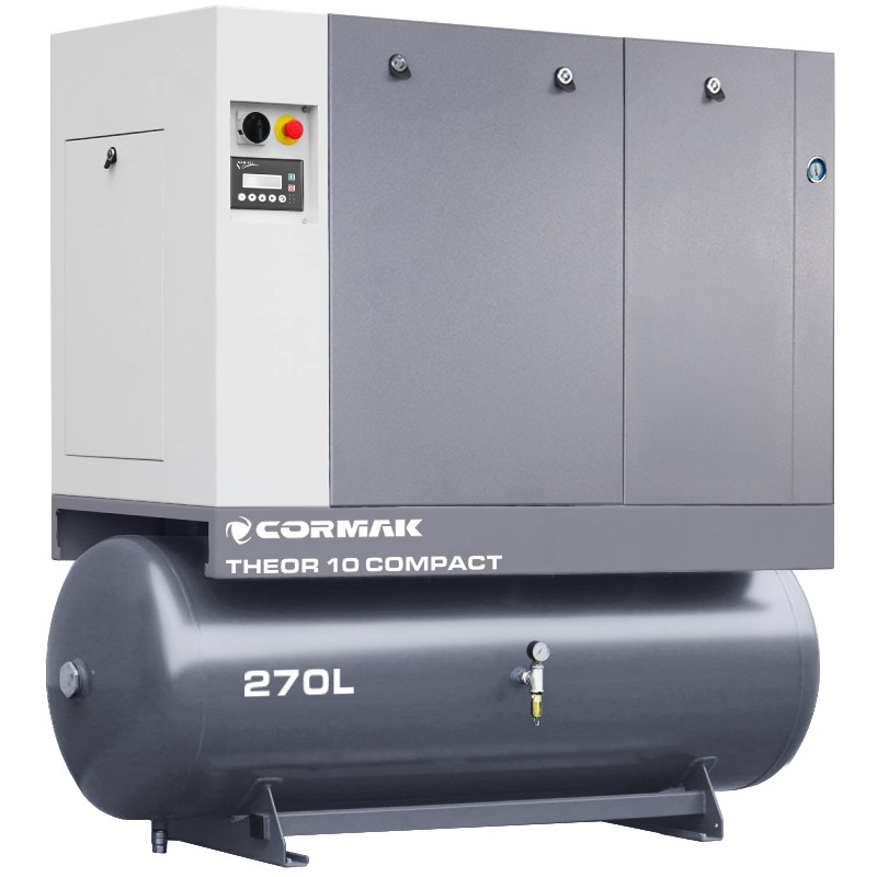 Schraubenkompressor mit Kältetrockner CORMAK THEOR 10 COMPACT - 7,5kW - 950L/min. 270L Druckluftbehälter