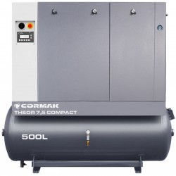 Schraubenkompressor mit Kältetrockner CORMAK THEOR 7,5 COMPACT - 5,5kW - 650L/min - 500L Druckluftbehälter