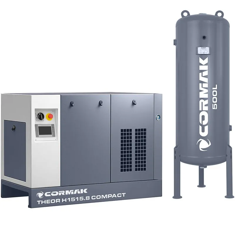Hochdruck-Schraubenkompressor-Set THEOR H1515.8 COMPACT mit Kältetrockner und 500L Druckluftbehälter für Faserlaser