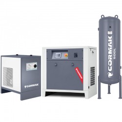 Schraubenkompressor mit Frequenzumrichter, Kältetrockner IZBERG N10S und 500L Druckluftbehälter LUFT 1000 950L/min 7.5kW