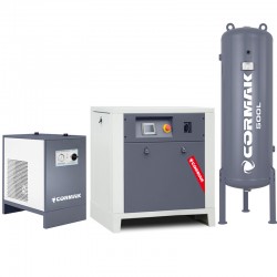 Schraubenkompressor mit Frequenzumrichter, Kältetrockner IZBERG N10S und 500L Druckluftbehälter LUFT 1000 950L/min 7.5kW