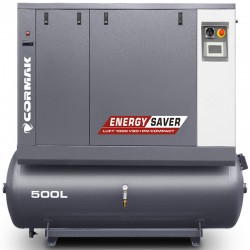 Schraubenkompressor mit Kältetrockner und 500L Druckluftbehälter CORMAK LUFT 1000 VSD+PM COMPACT 950L/min 7.5kW