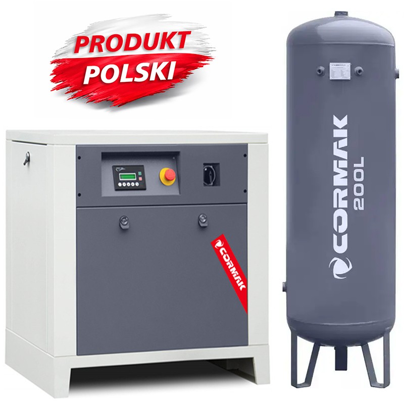 Schraubenkompressor mit 200L vertikalem Druckluftbehälter CORMAK LUFT 700 650L/min 5.5kW