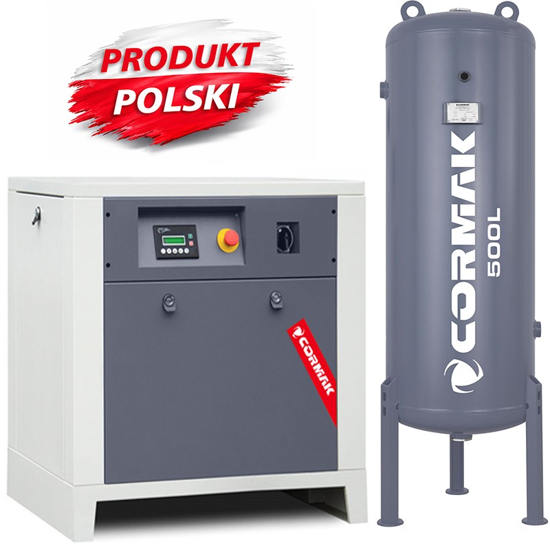 Schraubenkompressor mit 500L vertikalem Druckluftbehälter CORMAK LUFT 700 650L/min 5.5kW