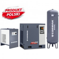 Schraubenkompressor mit Kältetrockner N10S und 200L vertikalem Druckluftbehälter CORMAK LUFT 700 VSD+PM 650L/min 5.5kW