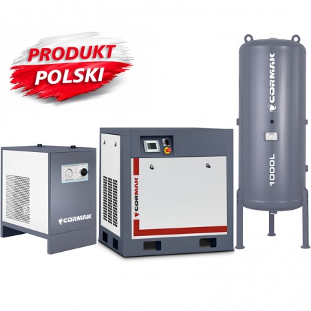 Satz Schraubenkompressor THEOR 20 INVERTER 15kW 2000L/min + Kältetrockner IZBERG N20S + 1000L vertikaler Druckluftbehälter