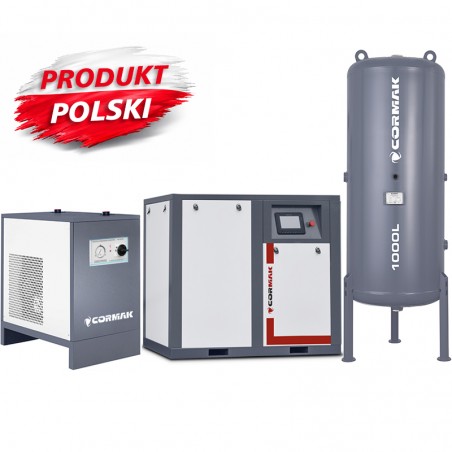 Schraubenkompressor mit Frequenzumrichter, Kältetrockner IZBERG N50S und 1000L Druckluftbehälter THEOR 50 7000L/min 37kW