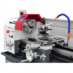 Konventionelle Universaldrehmaschine CORMAK 310×900 230V mit Untergestell + Drehmeißel + Mitlaufende Körnerspitze