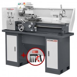 Konventionelle Universaldrehmaschine CORMAK 330 x 700 230V mit Untergestell + Drehmeißelsatz | Hersteller CORMAK
