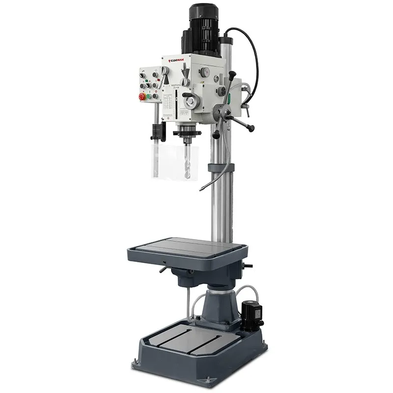 Industrielle Getriebe-Säulenbohrmaschine CORMAK ZS-40B mit Automatikvorschub + Gewindeschneidhalter-Set