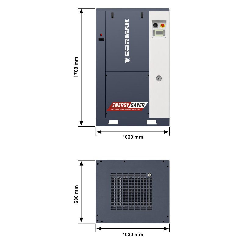 Schraubenkompressor mit Kältetrockner CORMAK LUFT 1000 VSD+PM COMPACT SMART 7,5kW 950L/min | CORMAK