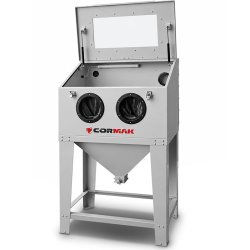 Sandstrahlkabine CORMAK KDP220TOP 220L mit oberer Öffnung und Absauganlage DC23
