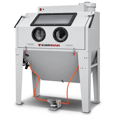 Kabinen-Sandstrahler CORMAK KDP420 420L mit oberer Öffnung und Zyklonabscheider DC15