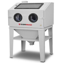 Kabinen-Sandstrahler CORMAK KDP350 350L mit seitlicher Öffnung und Zyklonabscheider DC15