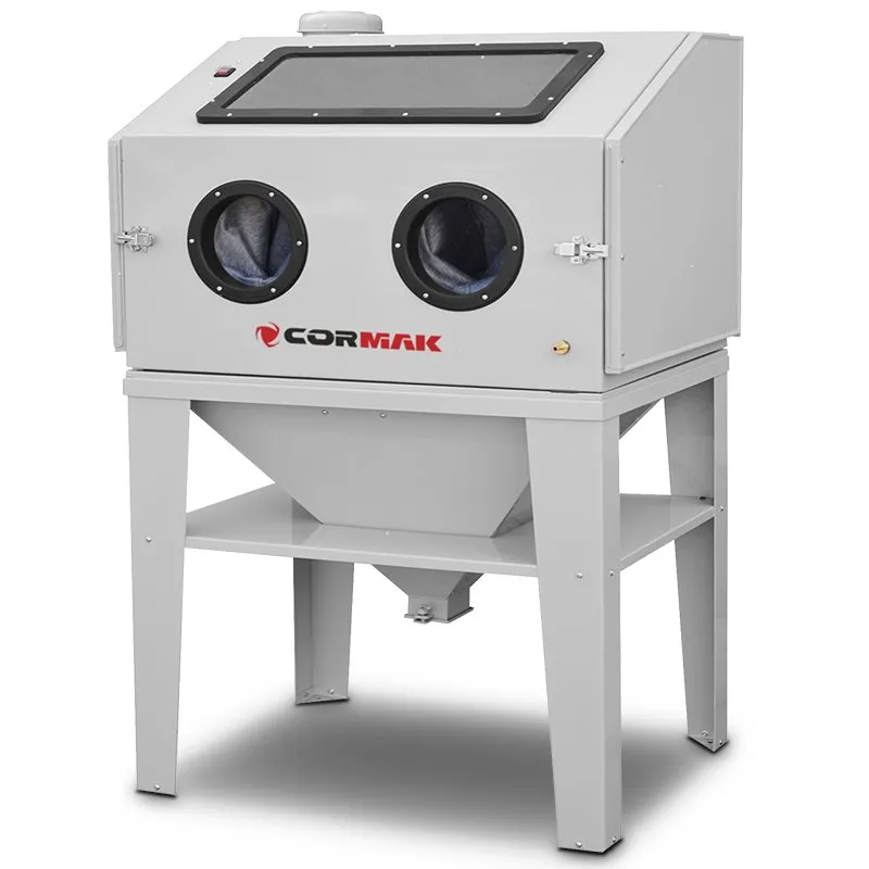 Kabinen-Sandstrahler CORMAK KDP350 350L mit seitlicher Öffnung und Zyklonabscheider DC15