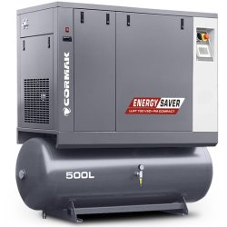 Schraubenkompressor mit Kältetrockner und 500L Druckluftbehälter CORMAK LUFT 700 VSD+PM COMPACT 650L/min 5.5kW