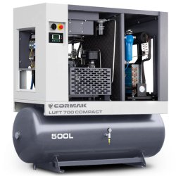 Schraubenkompressor mit Kältetrockner und 500L Druckluftbehälter CORMAK LUFT 700 COMPACT 650L/min 5.5kW
