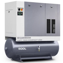 Schraubenkompressor mit Kältetrockner, Frequenzumrichter und 500L Druckluftbehälter CORMAK LUFT 1500 COMPACT 1580L/min 11kW