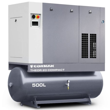 Schraubenkompressor mit Kältetrockner, Frequenzumrichter und 500L Druckluftbehälter CORMAK THEOR 20 COMPACT 2000L/min 15kW