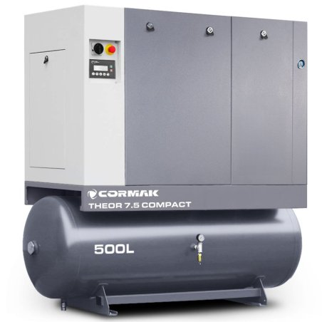 Schraubenkompressor mit Kältetrockner CORMAK THEOR 7,5 COMPACT - 5,5kW - 650L/min - 500L Druckluftbehälter