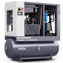 Schraubenkompressor mit Kältetrockner CORMAK THEOR 7,5 COMPACT - 5,5kW - 650L/min - 500L Druckluftbehälter