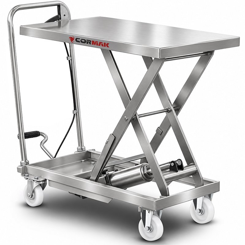 Scherenhubtischwagen aus Edelstahl INOX CORMAK TA1507 (Tragkraft 150kg, Hubhöhe 720mm) | Hersteller CORMAK