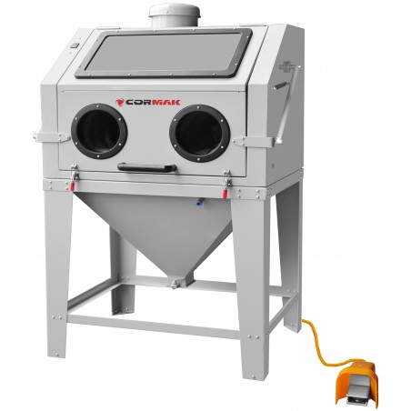 Kabinen-Sandstrahler CORMAK KDP350TOP 350L mit oberer Öffnung und Zyklonabscheider DC15