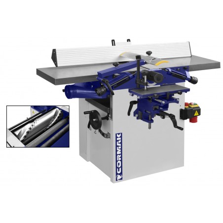 Abricht- und Dickenhobelmaschine CORMAK PT310QS mit Spiralwelle + Absaugung FM300 + Schlauch 100mm 3m