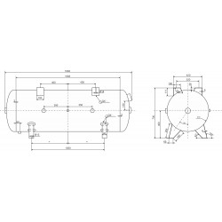 Horizontaler Druckluftbehälter 500L 11bar für Kompressoren